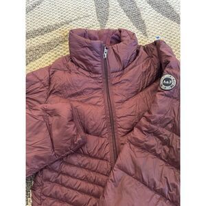 ABERCROMBIE & FITCH Womens Puffer Jacket Down burgandy Water & Wind‎ Resistant s